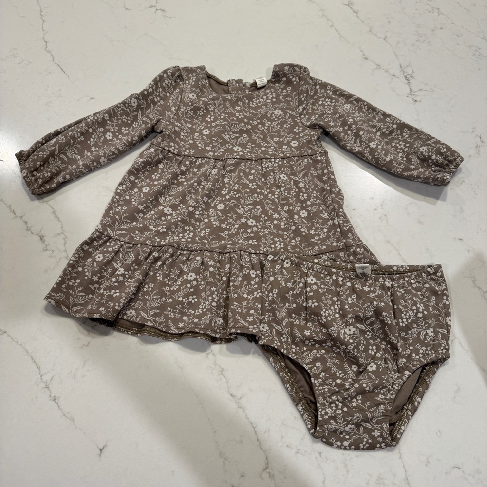 Colored Organics Brown Floral Dress with Bloomers